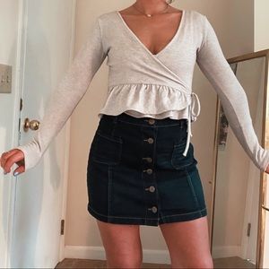 button front denim skirt